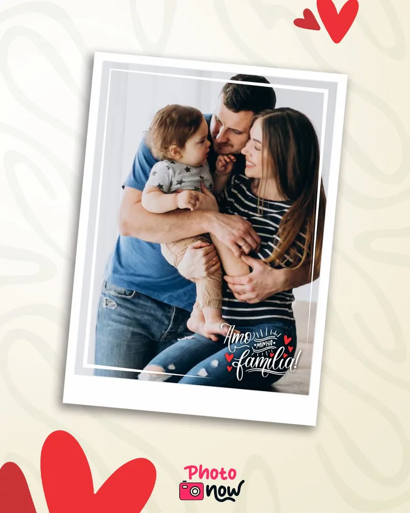 Foto impressa de família com moldura Amo minha família